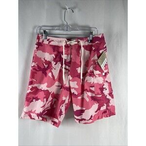 Women’s Long Board Shorts Size 8 (30 In Waist) Inseam 11 Inches Pink Camo New